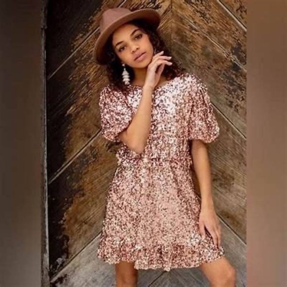 Joyfolie Gold Sequin Dress